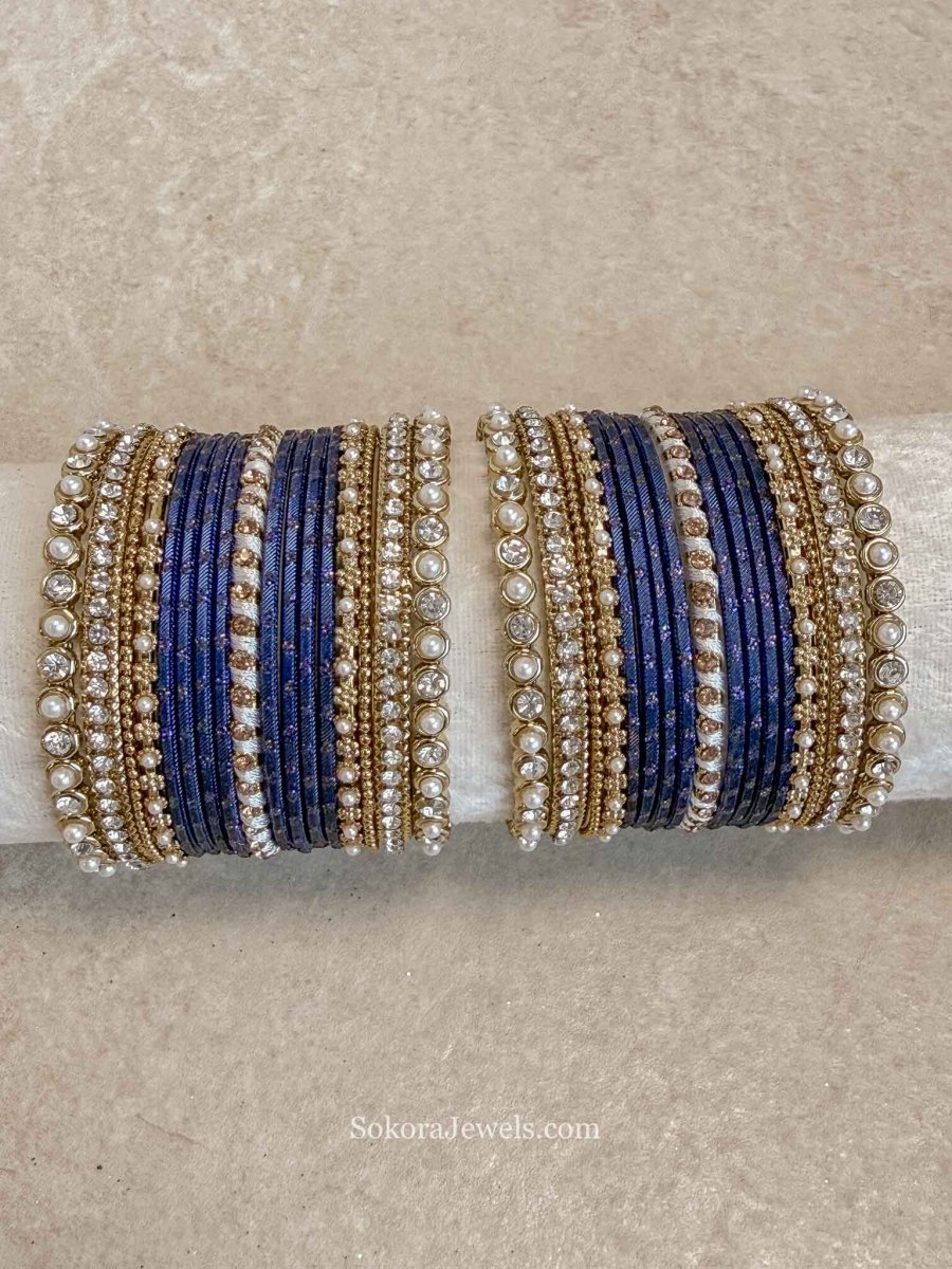 Small Navy and Gold Bangle Set - SOKORA JEWELSSmall Navy and Gold Bangle SetBANGLES