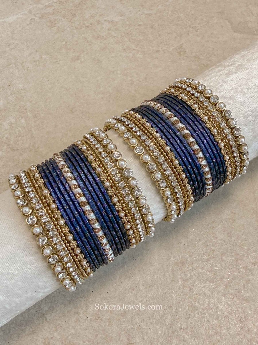 Small Navy and Gold Bangle Set - SOKORA JEWELSSmall Navy and Gold Bangle SetBANGLES