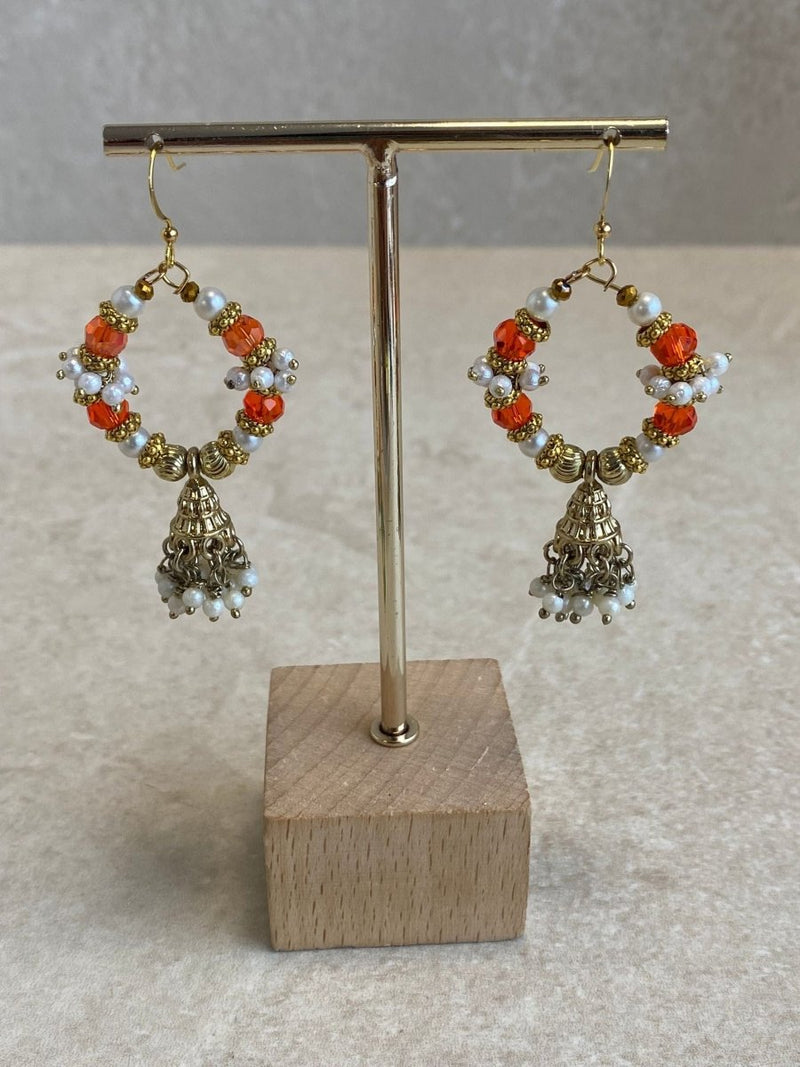 Small Orange Jhumka Hoops - SOKORA JEWELSSmall Orange Jhumka Hoops
