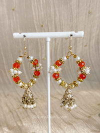 Small Orange Jhumka Hoops - SOKORA JEWELSSmall Orange Jhumka Hoops
