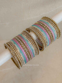 Small Pastel Bangle Set – Pink & Blue Stack - SOKORA JEWELSSmall Pastel Bangle Set – Pink & Blue StackBANGLES
