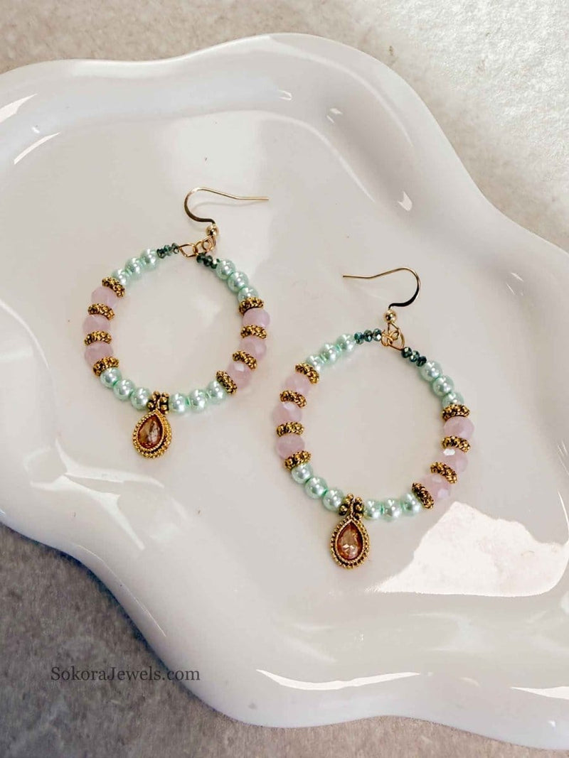 Small Pink & Mint Hoops - SOKORA JEWELSSmall Pink & Mint Hoops