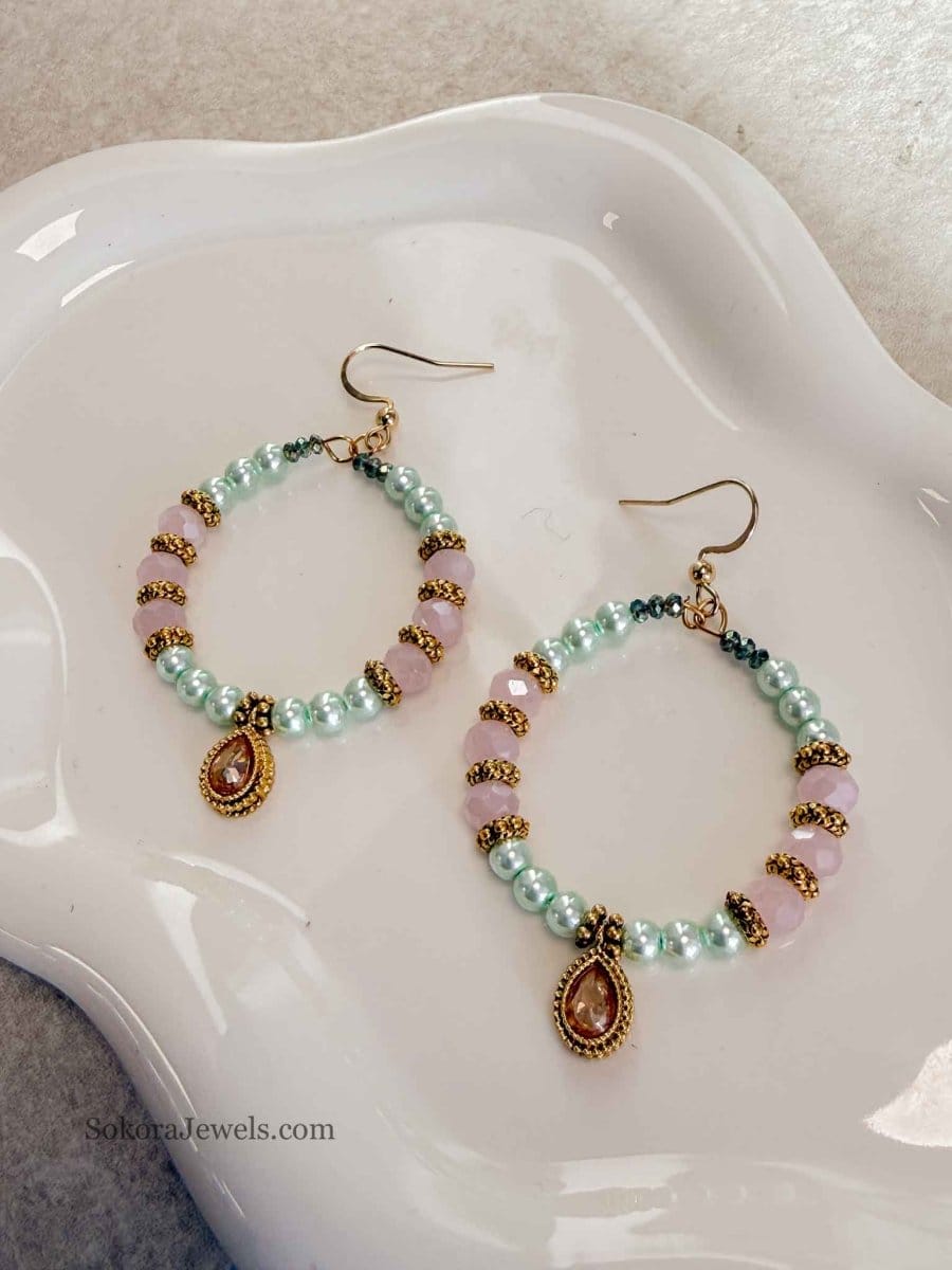 Small Pink & Mint Hoops - SOKORA JEWELSSmall Pink & Mint Hoops