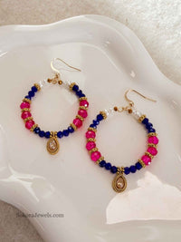 Small Pink & Navy Hoops - SOKORA JEWELSSmall Pink & Navy Hoops