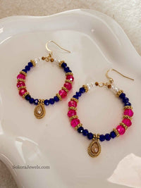 Small Pink & Navy Hoops - SOKORA JEWELSSmall Pink & Navy Hoops