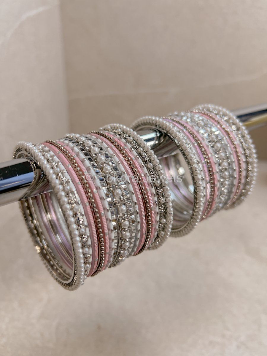 Small Pink & Silver Bangle set - SOKORA JEWELSSmall Pink & Silver Bangle setBANGLES