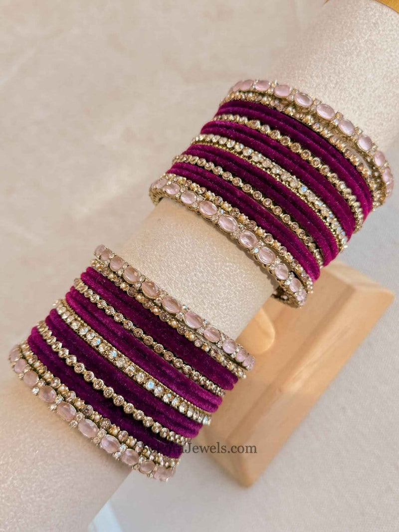 Small Purple Velvet Bangle set - SOKORA JEWELSSmall Purple Velvet Bangle setBANGLES