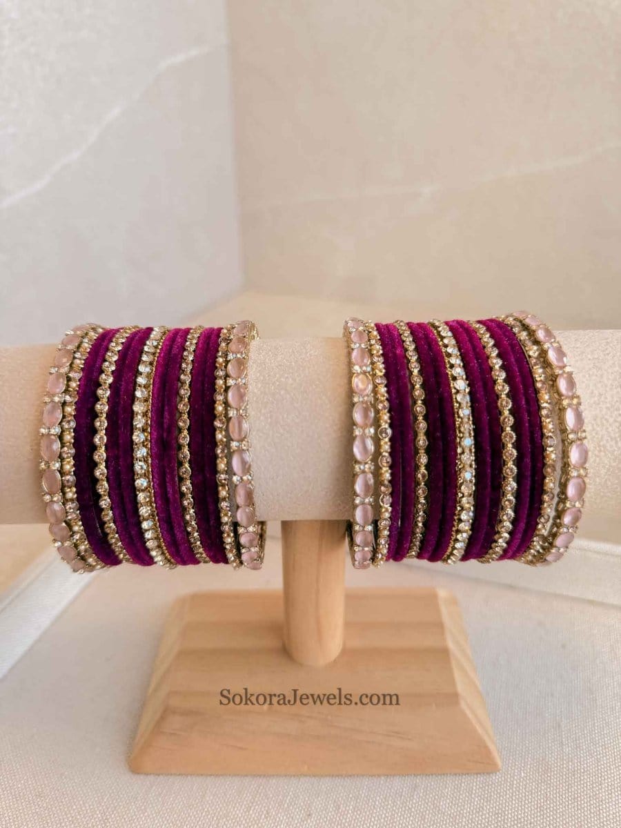 Small Purple Velvet Bangle set - SOKORA JEWELSSmall Purple Velvet Bangle setBANGLES