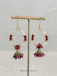 Small Ruby Jhumka Hoops - SOKORA JEWELSSmall Ruby Jhumka Hoops