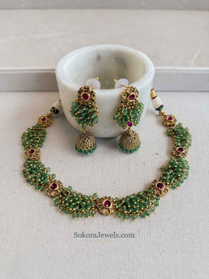 Small Scalloped Kundan set - SOKORA JEWELSSmall Scalloped Kundan set