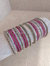 Small Silver Bangle Set - Hot Pink - SOKORA JEWELSSmall Silver Bangle Set - Hot PinkBANGLES