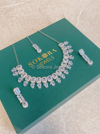 Small Silver Diamante Set - Clear - SOKORA JEWELSSmall Silver Diamante Set - ClearNECKLACE SETS