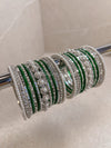 Small Silver & Green Daisy Bangle set - SOKORA JEWELSSmall Silver & Green Daisy Bangle setBANGLES