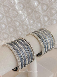 Small Silver & Grey Bangle set - SOKORA JEWELSSmall Silver & Grey Bangle setBANGLES