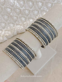 Small Silver & Grey Bangle set - SOKORA JEWELSSmall Silver & Grey Bangle setBANGLES