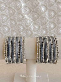 Small Silver & Grey Bangle set - SOKORA JEWELSSmall Silver & Grey Bangle setBANGLES