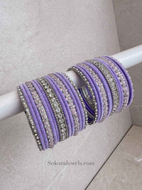 Small Silver & Lilac Bangle Set - SOKORA JEWELSSmall Silver & Lilac Bangle SetBANGLES