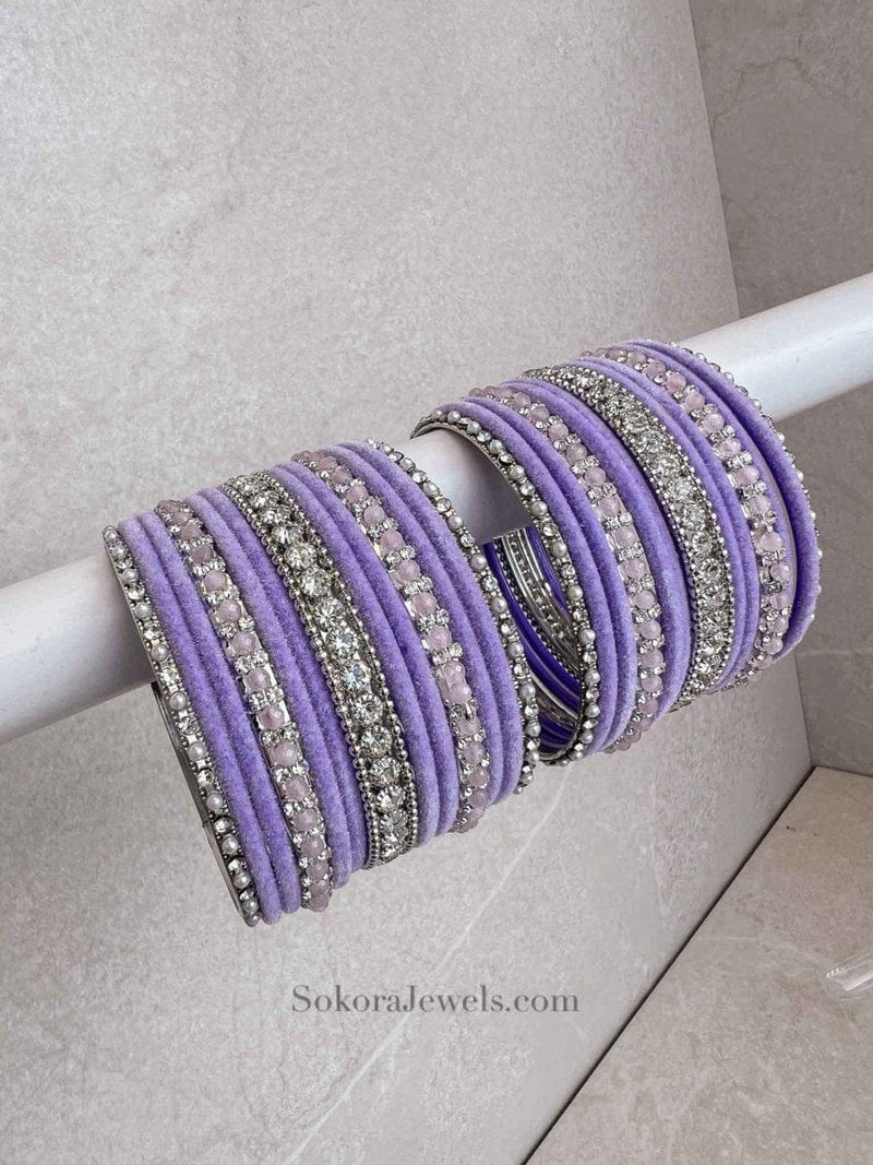 Small Silver & Lilac Bangle Set - SOKORA JEWELSSmall Silver & Lilac Bangle SetBANGLES