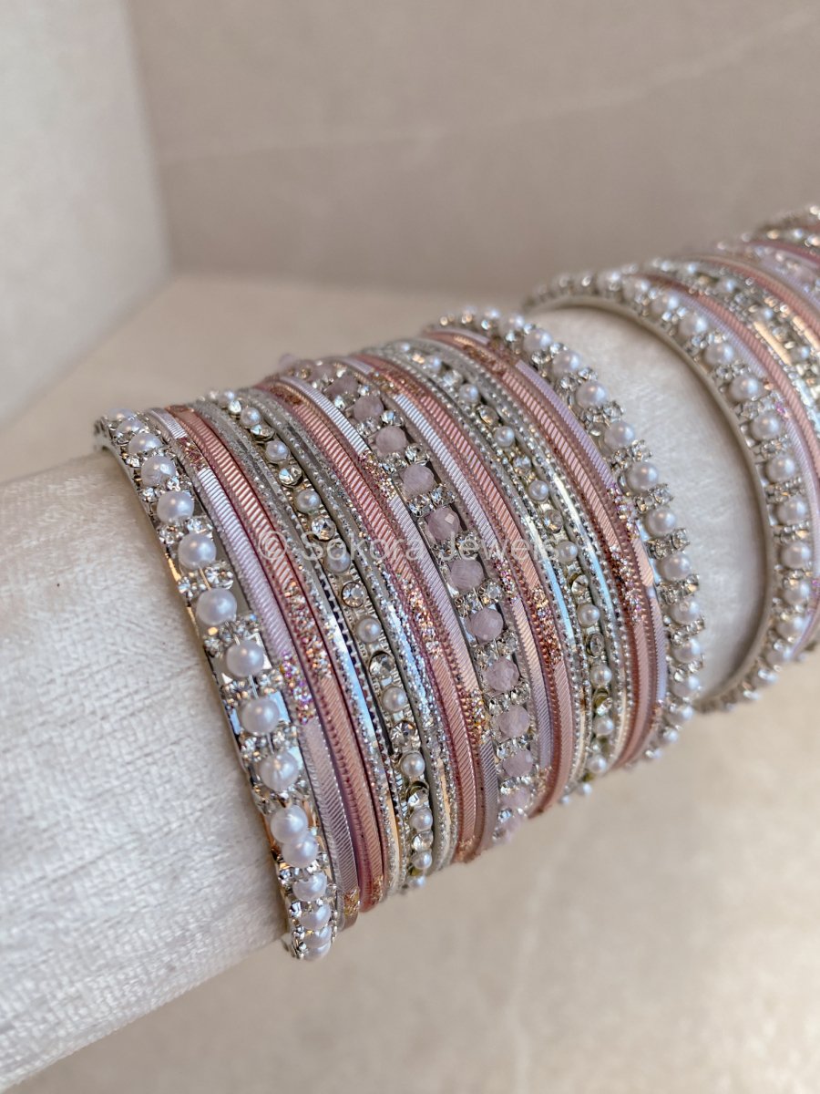 Small Silver Ombre Bangle Set - Light Pinks - SOKORA JEWELSSmall Silver Ombre Bangle Set - Light PinksBANGLES