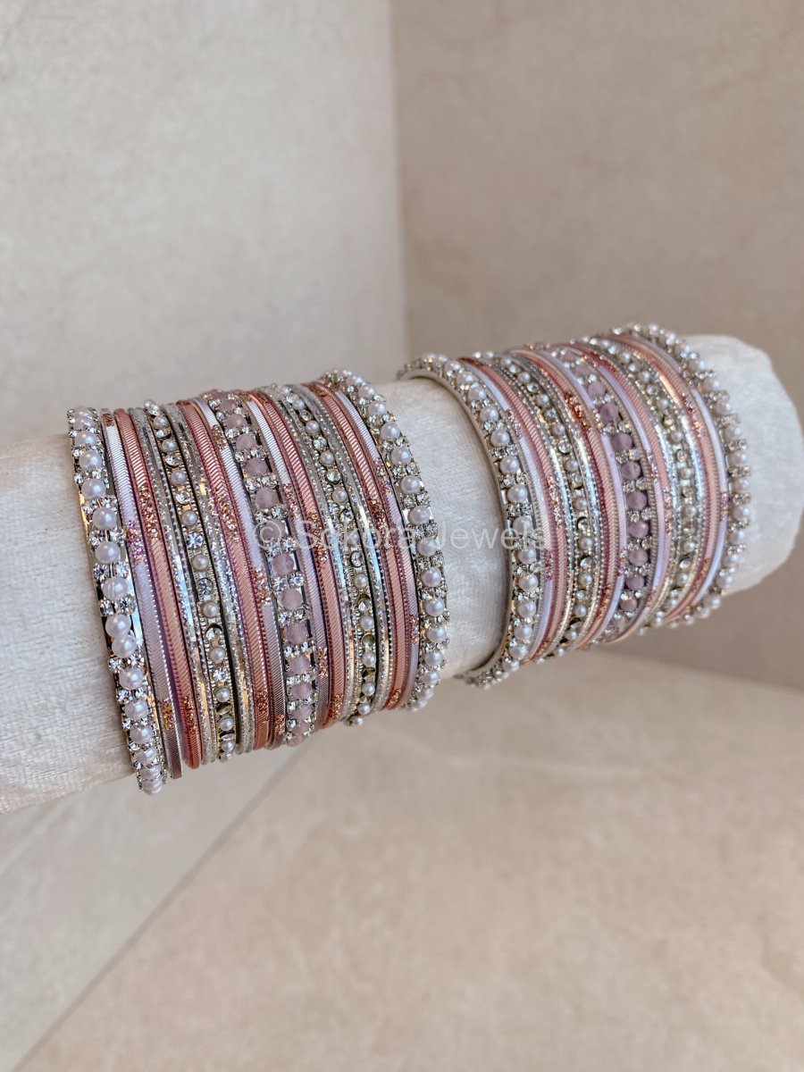 Small Silver Ombre Bangle Set - Light Pinks - SOKORA JEWELSSmall Silver Ombre Bangle Set - Light PinksBANGLES