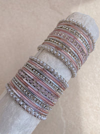 Small Silver Ombre Bangle Set - Light Pinks - SOKORA JEWELSSmall Silver Ombre Bangle Set - Light PinksBANGLES