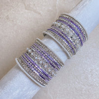 Small Silver & Purple Daisy Bangle set - SOKORA JEWELSSmall Silver & Purple Daisy Bangle setBANGLES