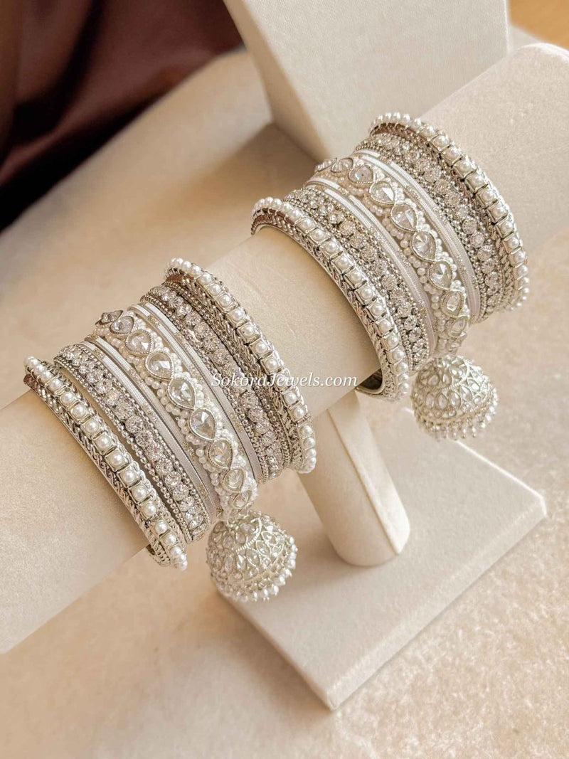 Small Silver Shimmer Crystal Bangle Set - SOKORA JEWELSSmall Silver Shimmer Crystal Bangle SetBANGLES
