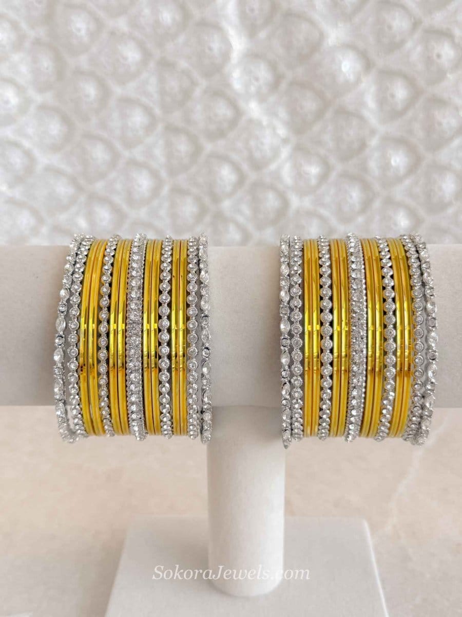 Small Silver & Yellow Bangle set - SOKORA JEWELSSmall Silver & Yellow Bangle setBANGLES