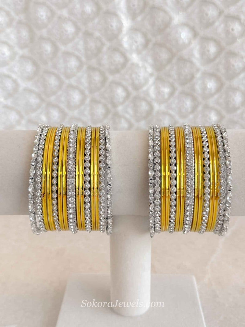 Small Silver & Yellow Bangle set - SOKORA JEWELSSmall Silver & Yellow Bangle setBANGLES