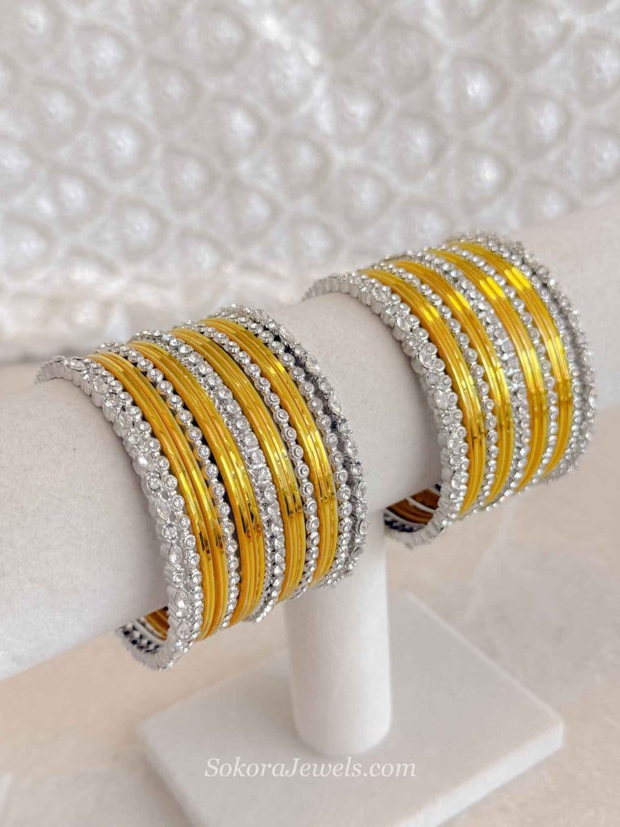 Small Silver & Yellow Bangle set - SOKORA JEWELSSmall Silver & Yellow Bangle setBANGLES
