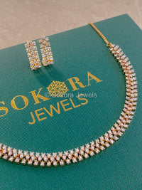 Small Simple Diamante Set - Gold/Clear - SOKORA JEWELSSmall Simple Diamante Set - Gold/ClearNECKLACE SETS