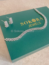 Small Simple Diamante Set - Silver - SOKORA JEWELSSmall Simple Diamante Set - SilverNECKLACE SETS