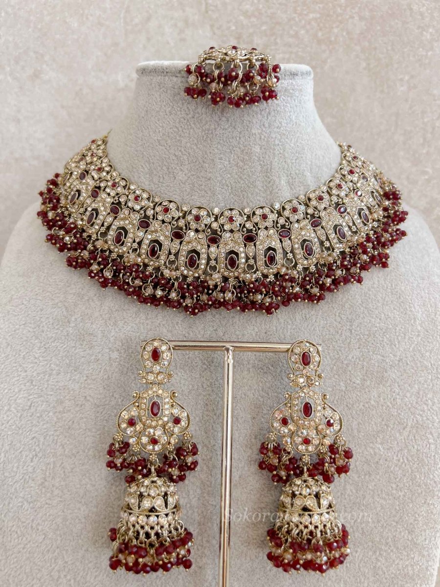 Sofia Golden Necklace Set - 6 Colour Options - SOKORA JEWELSSofia Golden Necklace Set - 6 Colour Optionsnecklace sets