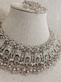 Sofia Silver and Pale Pink Necklace Set - SOKORA JEWELSSofia Silver and Pale Pink Necklace Setnecklace sets