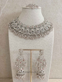 Sofia Silver and Pale Pink Necklace Set - SOKORA JEWELSSofia Silver and Pale Pink Necklace Setnecklace sets