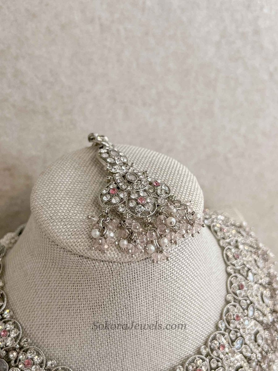 Sofia Silver and Pale Pink Necklace Set - SOKORA JEWELSSofia Silver and Pale Pink Necklace Setnecklace sets
