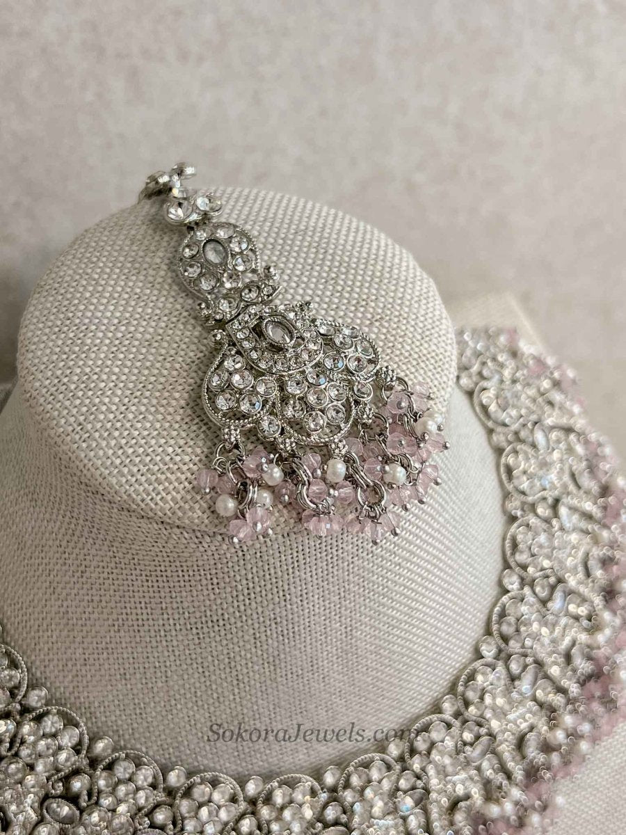 Sofia Silver and Pink Bead Necklace Set - SOKORA JEWELSSofia Silver and Pink Bead Necklace Setnecklace sets