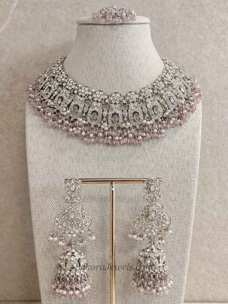 Sofia Silver and Pink Bead Necklace Set - SOKORA JEWELSSofia Silver and Pink Bead Necklace Setnecklace sets