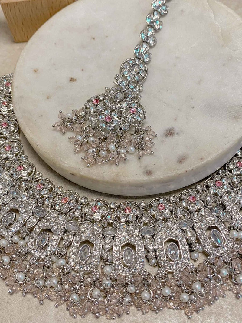 Sofia Silver Necklace Set - 6 Colour Options - SOKORA JEWELSSofia Silver Necklace Set - 6 Colour Optionsnecklace sets