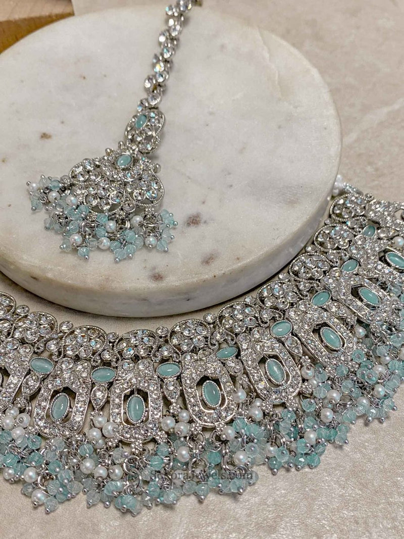 Sofia Silver Necklace Set - 6 Colour Options - SOKORA JEWELSSofia Silver Necklace Set - 6 Colour Optionsnecklace sets