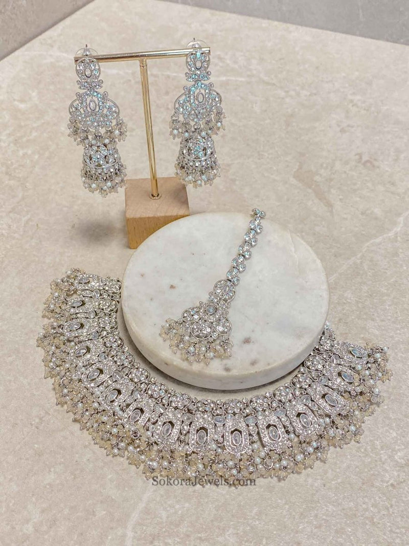 Sofia Silver Necklace Set - 6 Colour Options - SOKORA JEWELSSofia Silver Necklace Set - 6 Colour Optionsnecklace sets