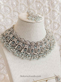 Sofia Silver Necklace Set - Blue - SOKORA JEWELSSofia Silver Necklace Set - Bluenecklace sets