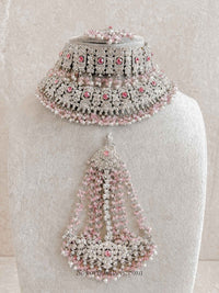 Sofura Silver Bridal Set - Light Pink - SOKORA JEWELSSofura Silver Bridal Set - Light Pinknecklace sets