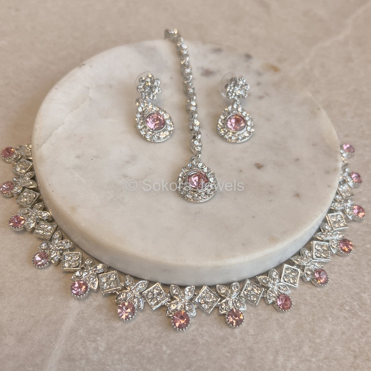 Sonum Small Silver Set - Light Pink - SOKORA JEWELSSonum Small Silver Set - Light PinkNECKLACE SETS