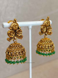South Indian Necklace Set with Green Beads - SOKORA JEWELSSouth Indian Necklace Set with Green Beads