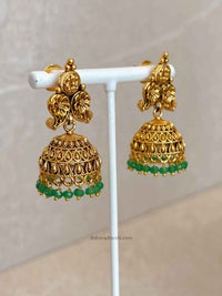 South Indian Necklace Set with Green Beads - SOKORA JEWELSSouth Indian Necklace Set with Green Beads