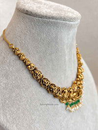 South Indian Temple Lakshmi Necklace Set - SOKORA JEWELSSouth Indian Temple Lakshmi Necklace Set