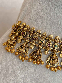 South Indian Temple Lakshmi Necklace Set with Gold Balls - SOKORA JEWELSSouth Indian Temple Lakshmi Necklace Set with Gold Balls