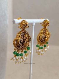 South Indian Temple Lakshmi Pendant Necklace Set - SOKORA JEWELSSouth Indian Temple Lakshmi Pendant Necklace Set