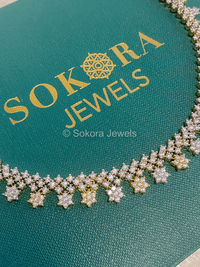 Staara Diamante Necklace Set - Gold/Clear - SOKORA JEWELSStaara Diamante Necklace Set - Gold/ClearNECKLACE SETS